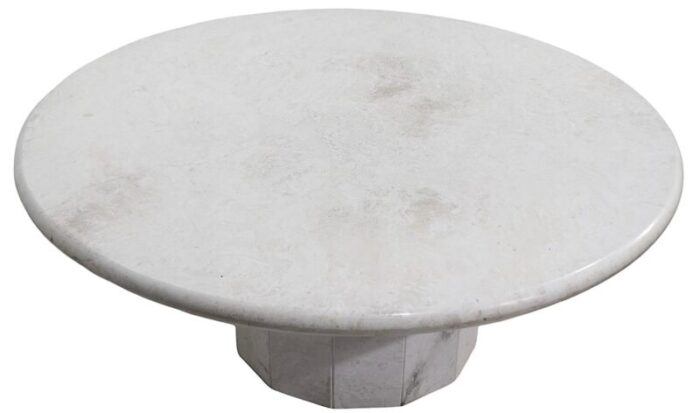 mid century post modern travertine marble coffee table 9841