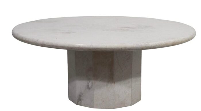 mid century post modern travertine marble coffee table 9987