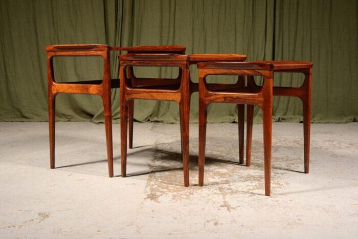 mid century rosewood nesting tables by domus danica for heltborg mbler 1960s 6371