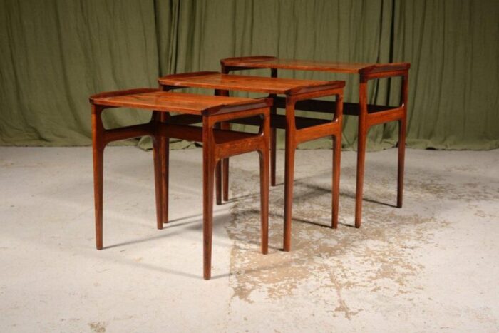 mid century rosewood nesting tables by domus danica for heltborg mbler 1960s 9222