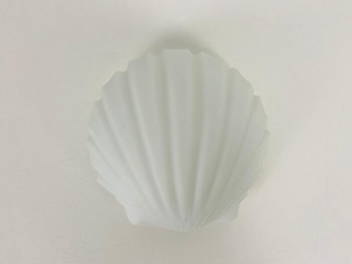 mid century shell wall lamp in opaline glass by glashuette limburg 1960s 3