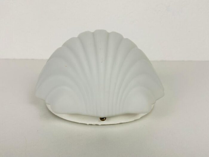 mid century shell wall lamp in opaline glass by glashuette limburg 1960s 4