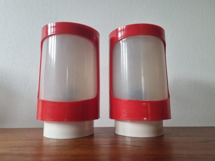 mid century space age table lamps 1970s set of 2 10