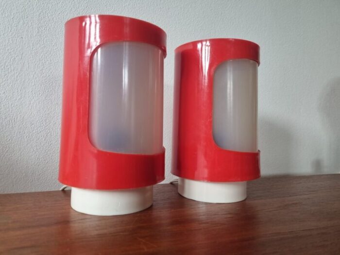 mid century space age table lamps 1970s set of 2 11