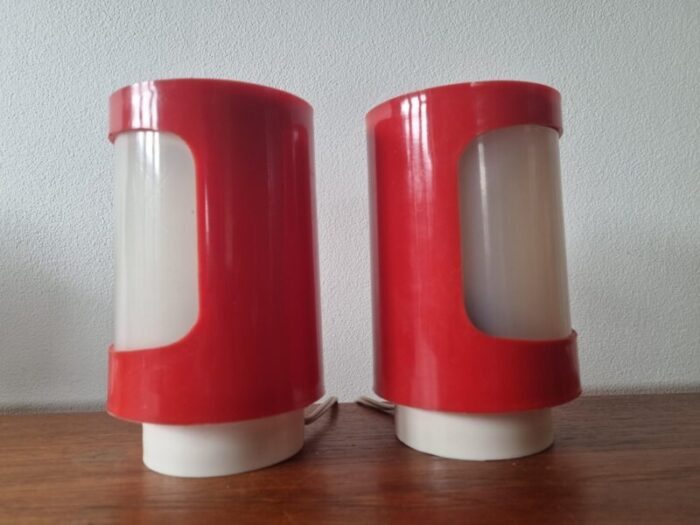 mid century space age table lamps 1970s set of 2 8