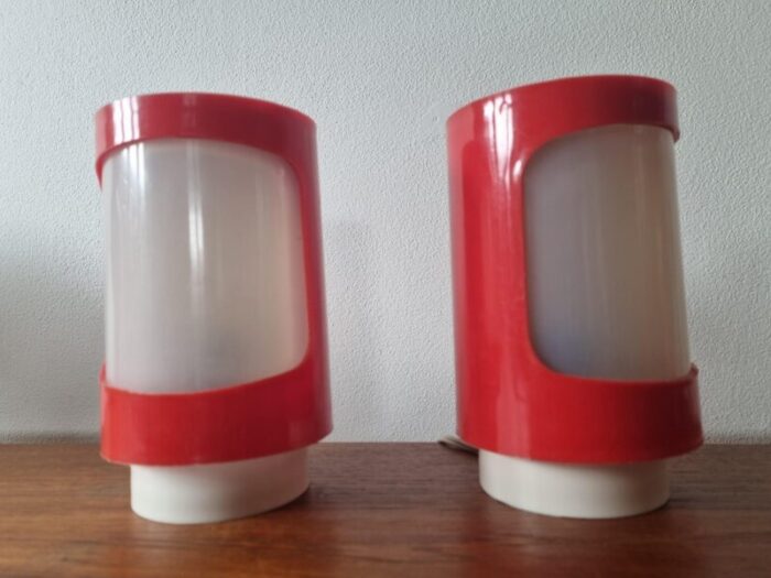 mid century space age table lamps 1970s set of 2 9