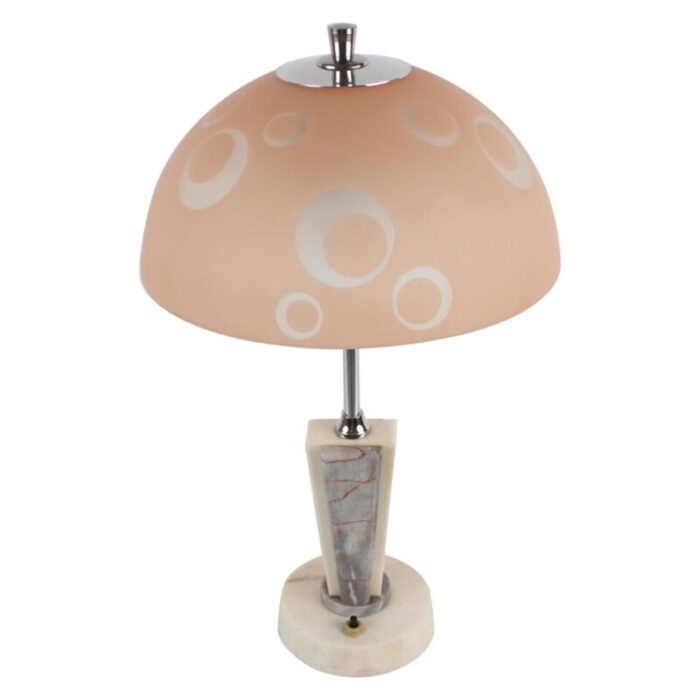 mid century stone table lamp from praha 1950s 1