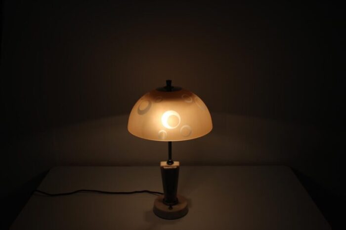 mid century stone table lamp from praha 1950s 11