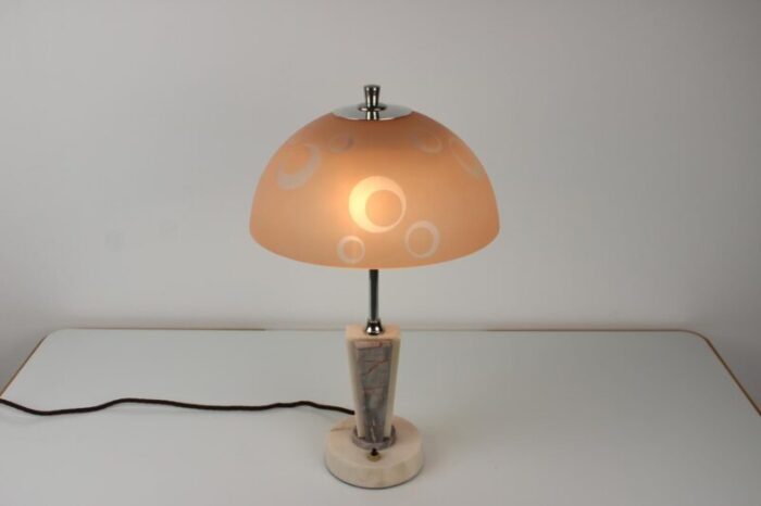 mid century stone table lamp from praha 1950s 12