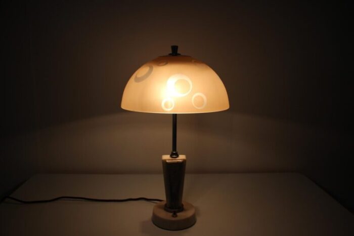 mid century stone table lamp from praha 1950s 8