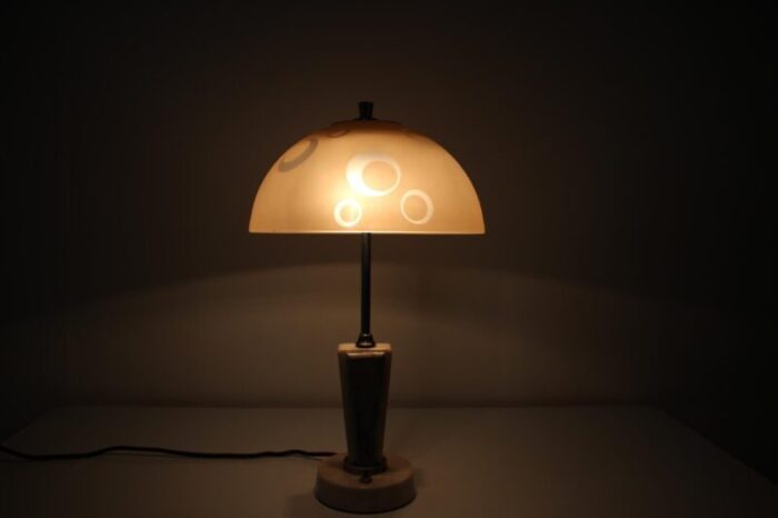 mid century stone table lamp from praha 1950s 9