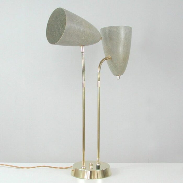 mid century swedish grey fiberglass desk lamp 1950s 3