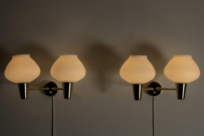 mid century swedish wall lamps set of 2 3