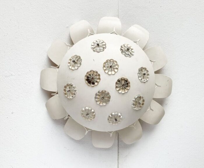 mid century wall or ceiling lamp with flower design 1