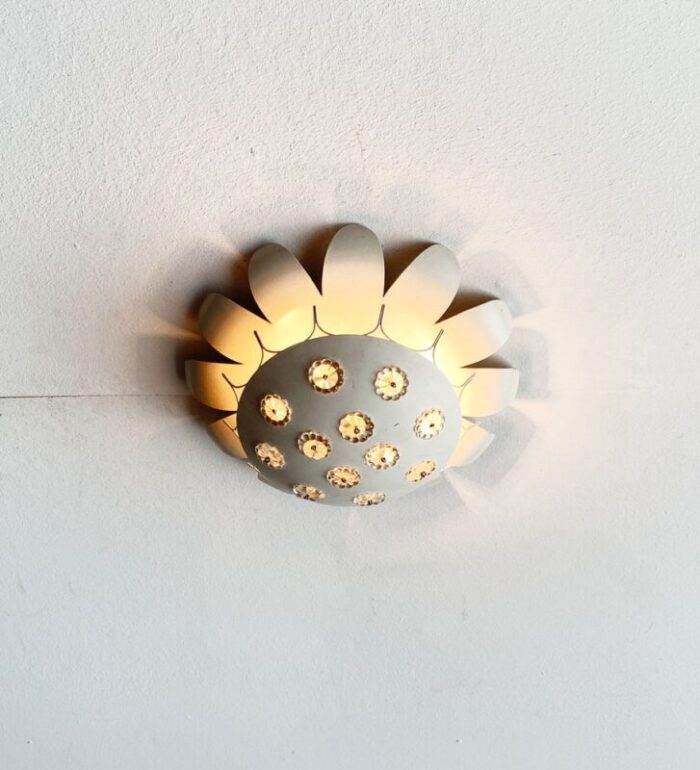 mid century wall or ceiling lamp with flower design 16