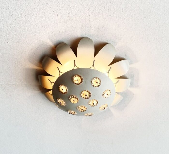 mid century wall or ceiling lamp with flower design 17