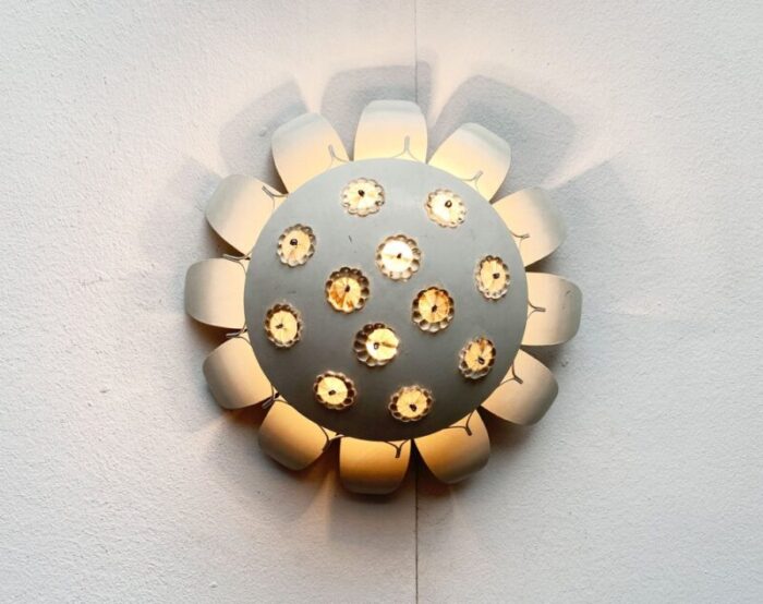 mid century wall or ceiling lamp with flower design 2