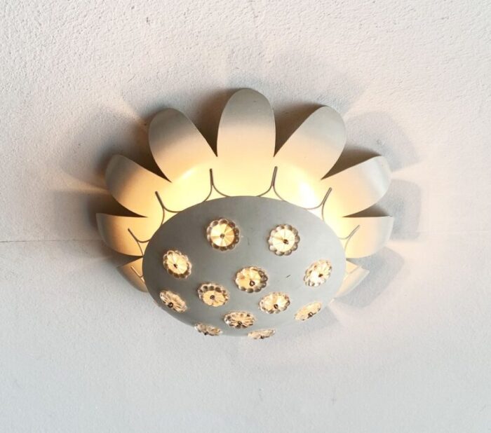 mid century wall or ceiling lamp with flower design 3