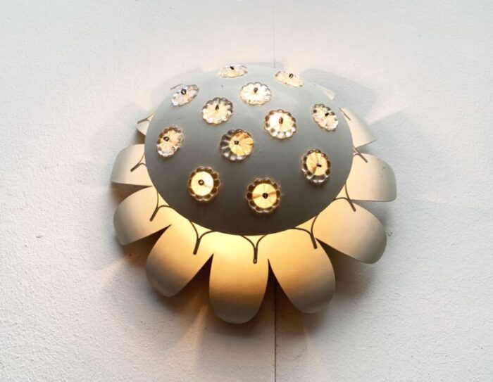 mid century wall or ceiling lamp with flower design 7