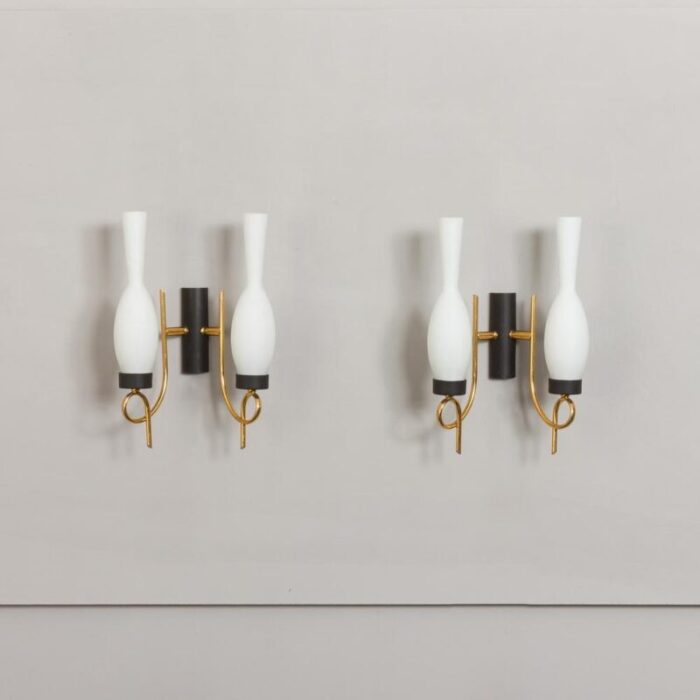 mid century wall sconces attributed to stilnovo italy 1960s set of 2 1286