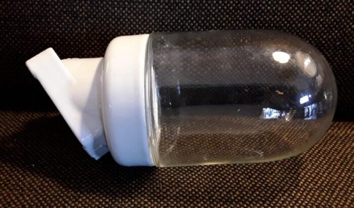 mid century white porcelain mount clear glass wall lamp 1950 2