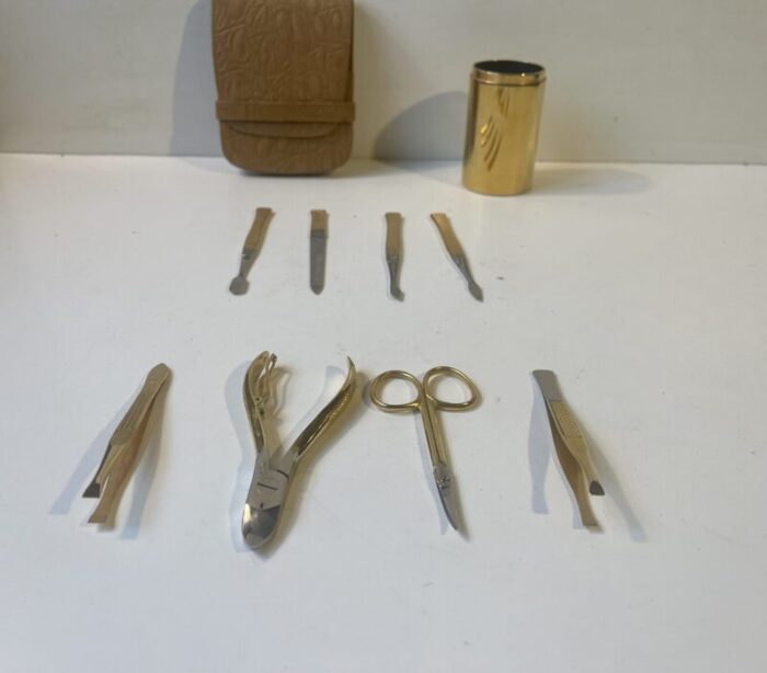 midcentury gold plated manicure set by gosol sollingen 1970s set of 10 2007