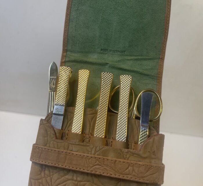 midcentury gold plated manicure set by gosol sollingen 1970s set of 10 3049