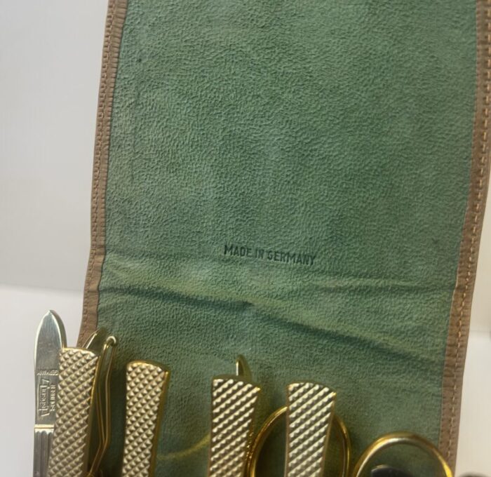 midcentury gold plated manicure set by gosol sollingen 1970s set of 10 5395