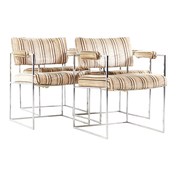 milo baughman for thayer coggin mid century thinline chrome dining chairs set of 4 6474