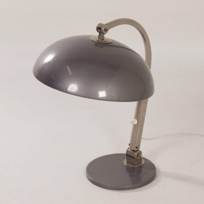 model 144 silver grey desk lamp by h busquet for hala 1950s 5