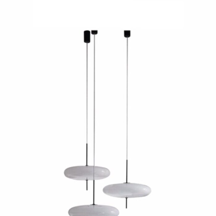 model 2065 ceiling lamp with white diffuser and black hardware by gino sarfatti set of 3 5