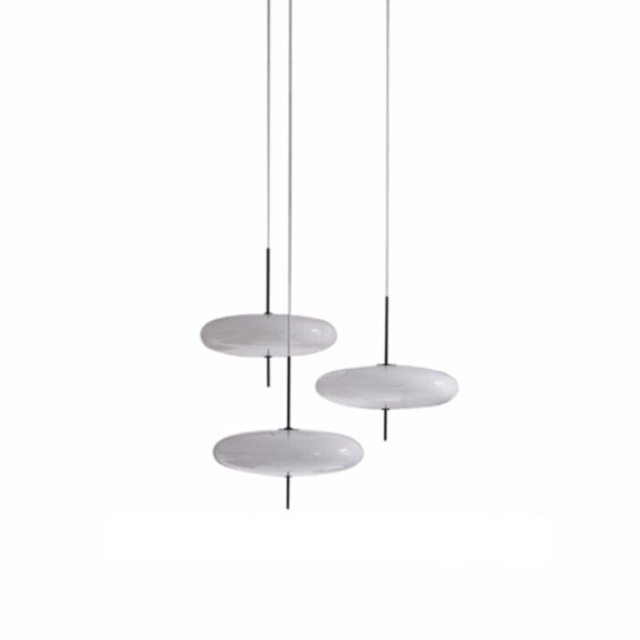 model 2065 ceiling lamp with white diffuser and black hardware by gino sarfatti set of 3 6