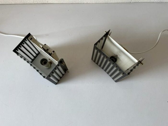 modernist black square metal and glass sconces from ssr germany 1970s 10