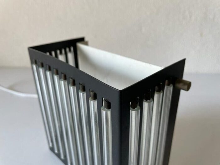 modernist black square metal and glass sconces from ssr germany 1970s 7