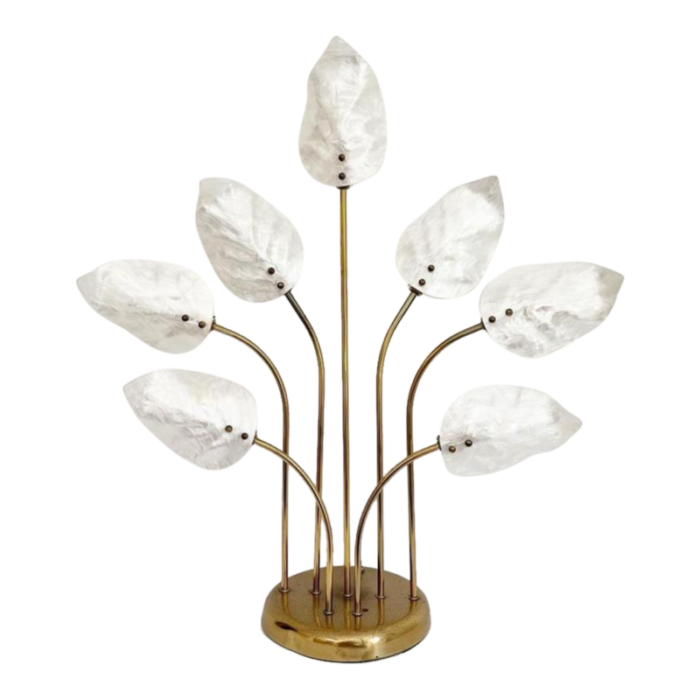 mother of pearl lucite leaves lamp c1970 0530