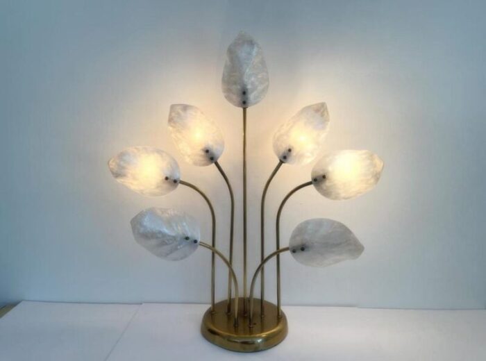 mother of pearl lucite leaves lamp c1970 5838