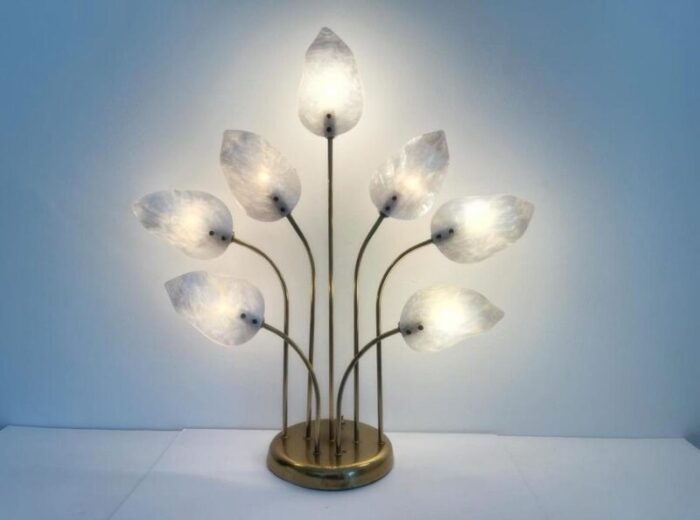 mother of pearl lucite leaves lamp c1970 7365