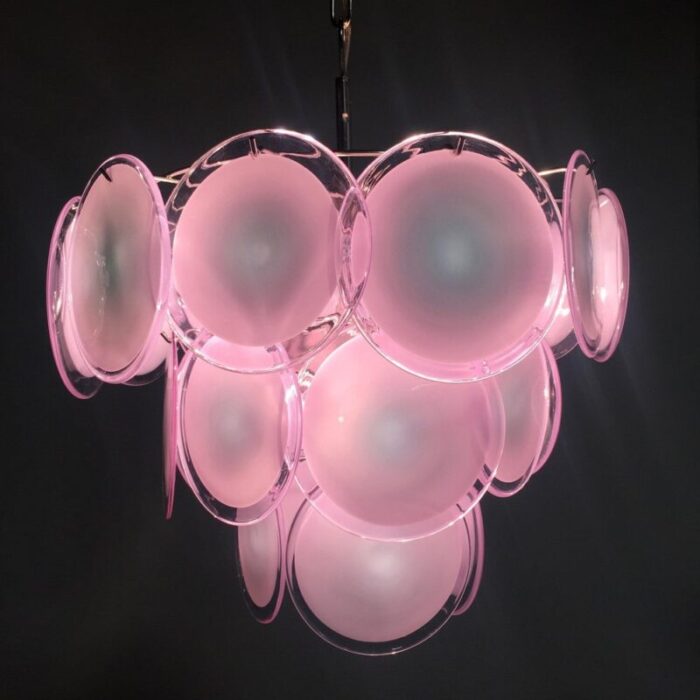 murano glass disc chandelier in the style of vistosi 1990s 3