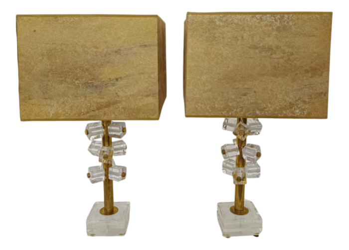 murano glass ice cube table lamps set of 2 9810