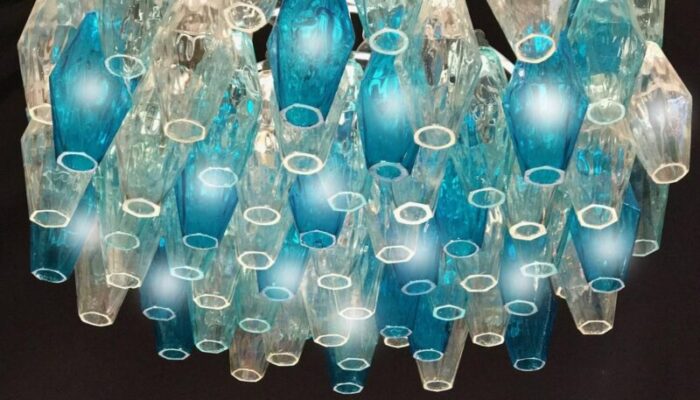 murano glass poliedri colored chandelier in the style of carlo scarpa set of 2 3