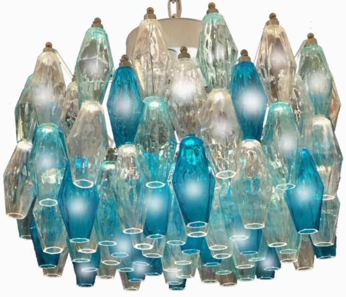 murano glass poliedri colored chandelier in the style of carlo scarpa set of 2 9