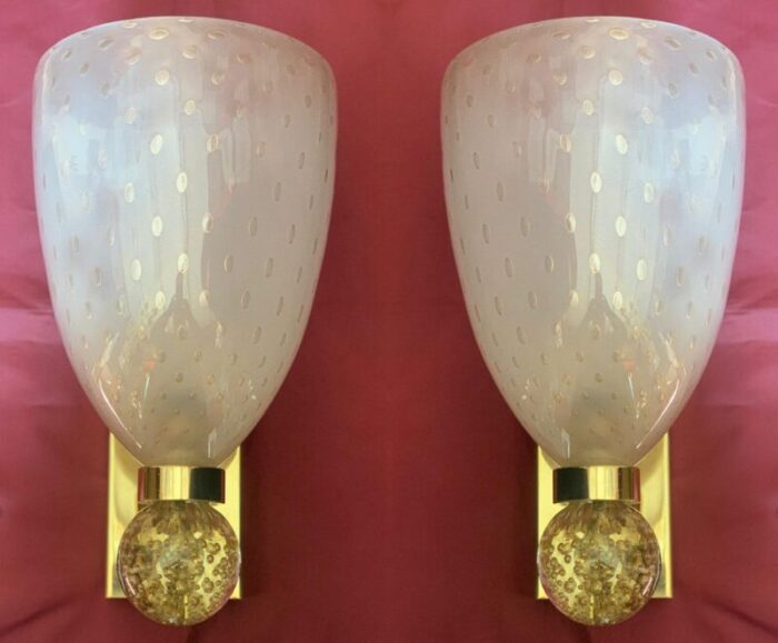 murano wall lamps by barovier toso 1960s set of 2 2