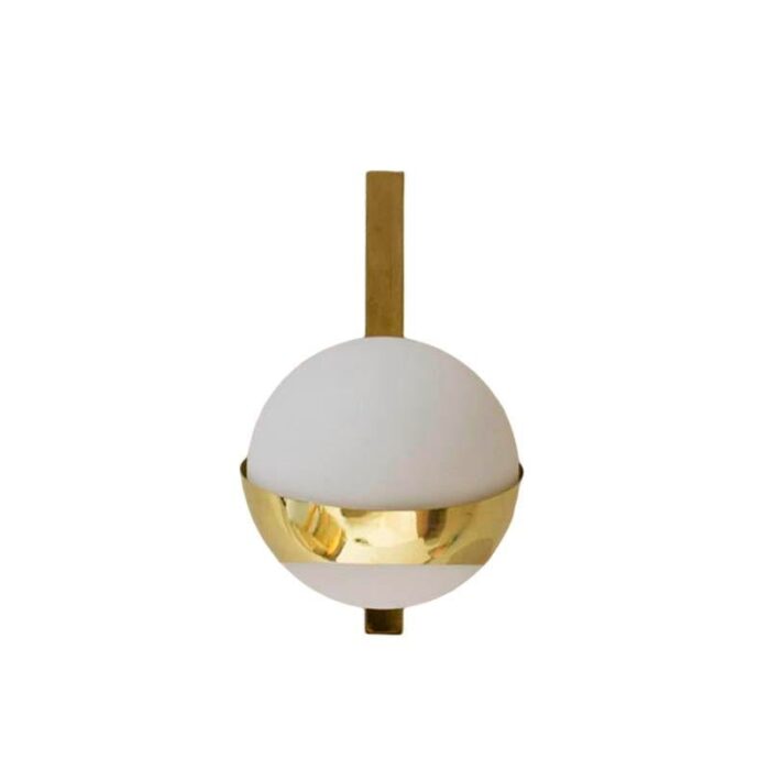 opaline and brass wall lights set of 2 3661