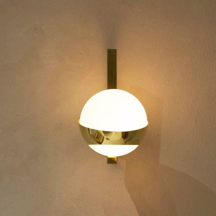 opaline and brass wall lights set of 2 3795