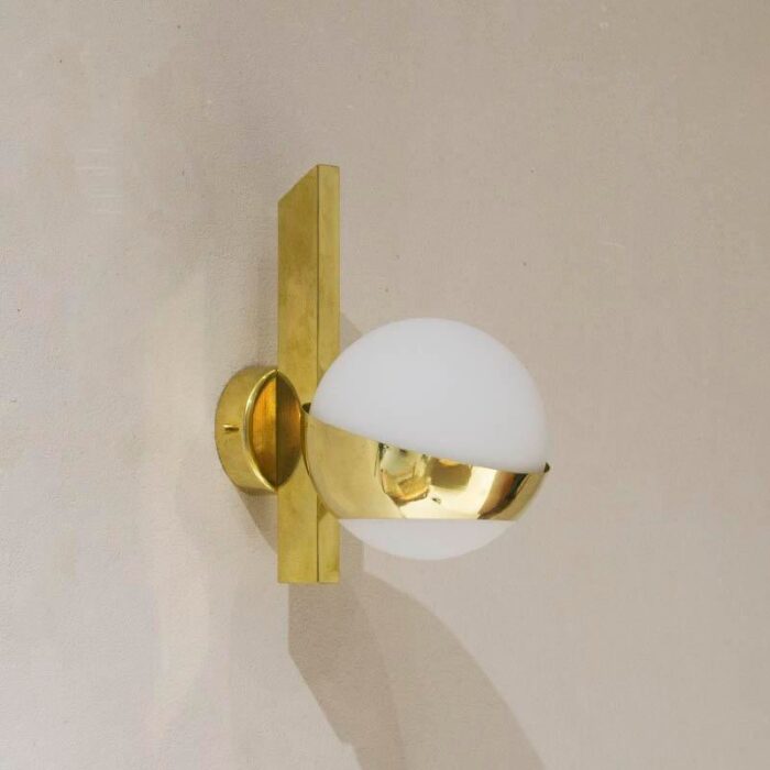 opaline and brass wall lights set of 2 5528