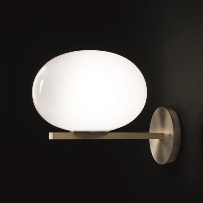 opaline glass and brass alba wall lamp by mariana pellegrino soto for oluce 5