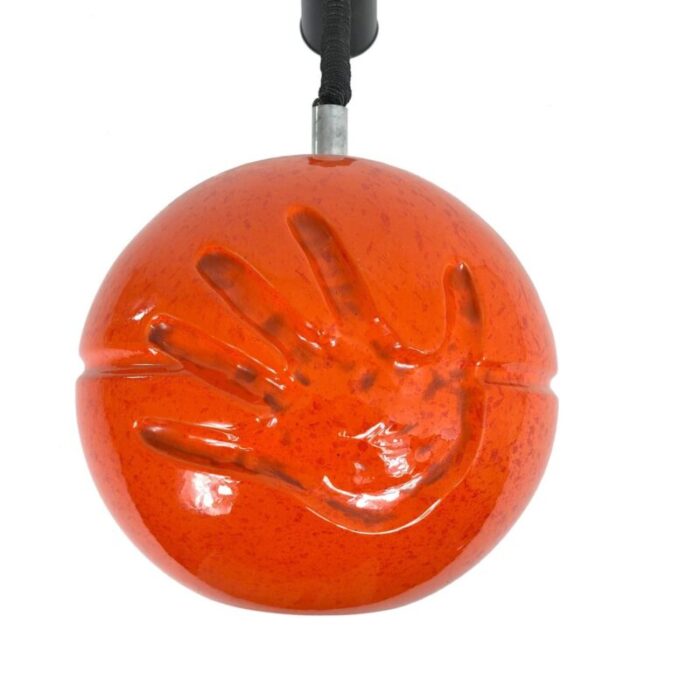 orange ceramic hand imprinted chandelier pendant from il picchio italy 1970s 2