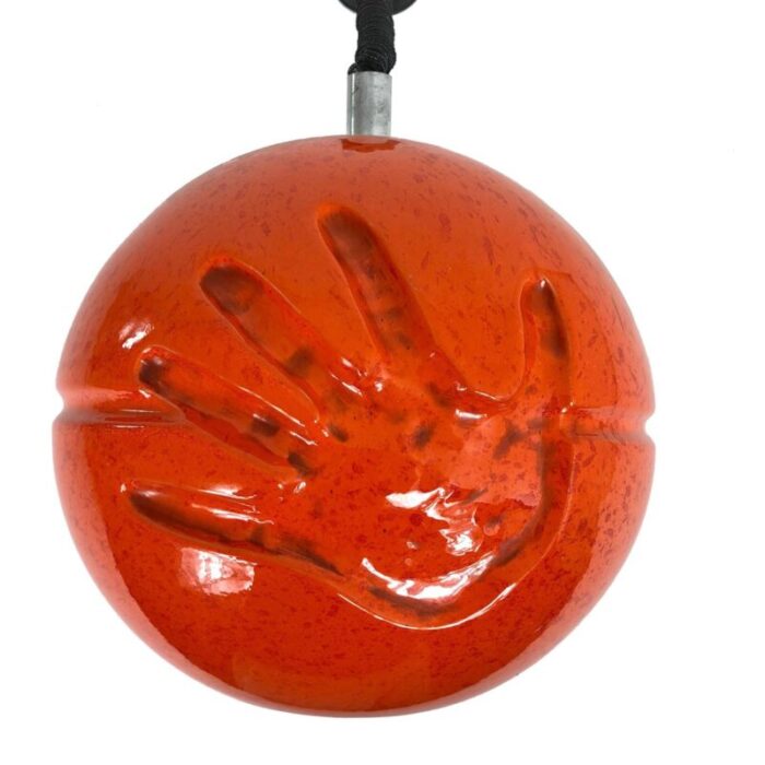 orange ceramic hand imprinted chandelier pendant from il picchio italy 1970s 3