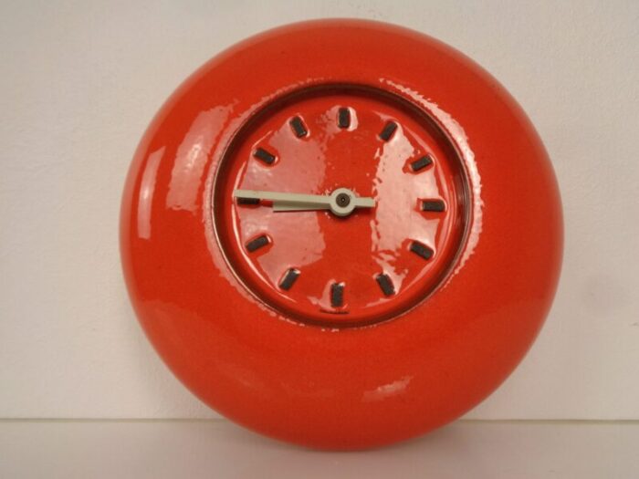 orange pop art ceramic wall clock 1970s 1475