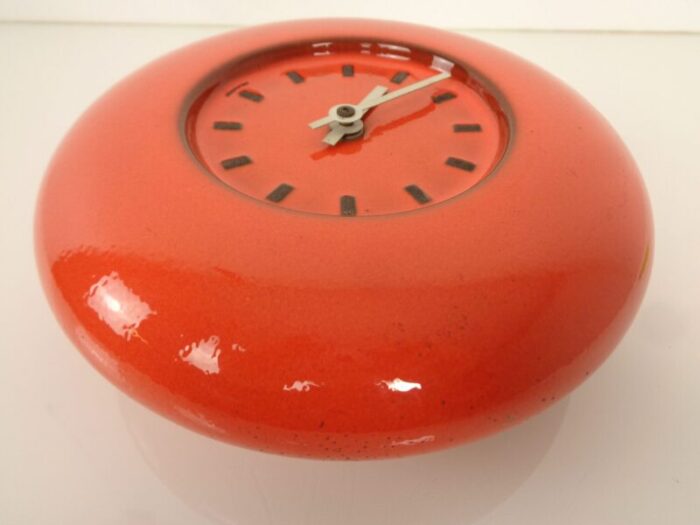 orange pop art ceramic wall clock 1970s 1996